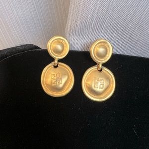 Givenchy Vintage Earrings Brushed Gold Dangle